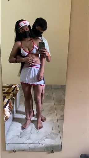 Desi Girl Sex with Indian Boy in Hindi Audio in Doggy Style in Hotal Loud Moaning