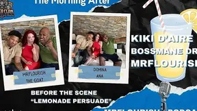 Funny guy gets nailed by two sexy babes on a live podcast