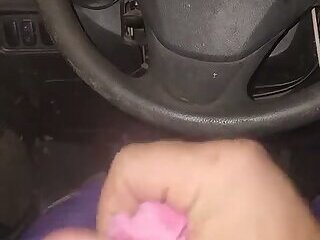 Using Pink Panties to Jerk off in My Car.