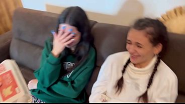 Amateur couple picks up sexy, petite students for a wild group sex session