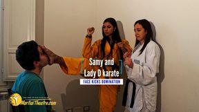 Samy and Lady D karate face kicks domination