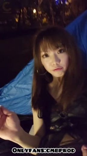 Croddresser Couple Fuck and cum on face in Tent AND outdoor