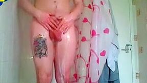 me having a shower