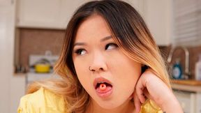 Shy and hot Asian cutie Lulu Chu has to give a nice deepthroat