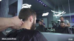 Barber shop fucking session with Morgan Blake Ethan Chase