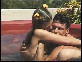 Sexy teen with small tits has sensual fuck in the jacuzzi