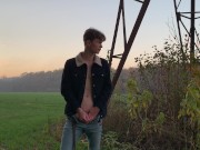 Teen boy Jerking his Big Dick Using Two Hands OUTDOOR / Fit boy /Hot / Cute