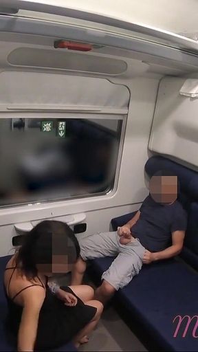 Flash Dick on the Train - Girl Jerks off and Sucks Big Cock in Public and Cum in Mouth - Misscreamy