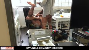 Muscular guy in leather fucked in the ass