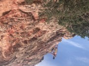 Ashley Pink SnakeGod & Cliff in the RedRocks With Cliffs Jeep