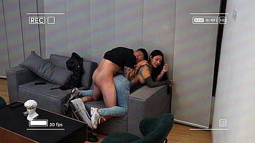cheating Latina with a big butt is caught on camera fucking her boyfriend's best friend's huge cock