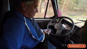 Grandpa picks up a slutty girl with his trailer
