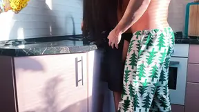 Sex with a Neighbor in the Kitchen. Fucked in the Pussy and Cum Inside. Creampie in Pussy
