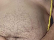 Faggot-sult takes big dildo while tied up and in chastity
