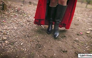 Trans red riding hood Chanel Santini fucks a tattooed girl