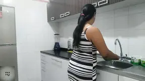 Curvy girl plays with cucumber and fingers herself