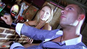 Red head slut hard ass fucked hard in a bar