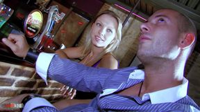 Red head slut hard ass fucked hard in a bar