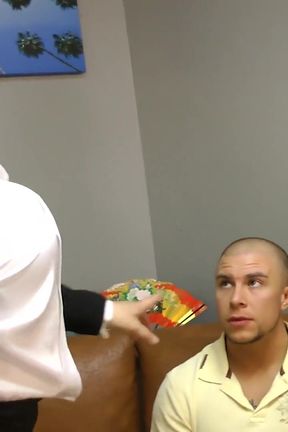 Blond BBW lady milk him hard with her big tits