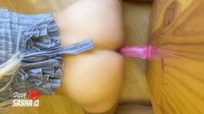 Sissy Trap Sasha Gently Kneads Her Anal and Moans