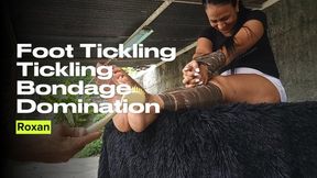 Tied with tape she receives foot tickling (3)