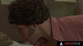 Holly parker: blond trans gets fucked until she cums on herself