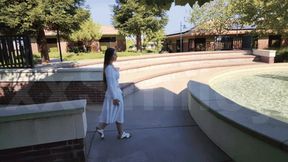 All white clothes in the fountain