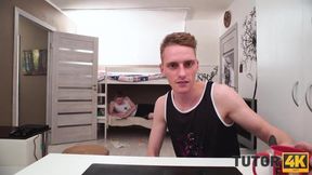 TUTOR4K. Smart aleck spills tea on mature teacher's dress and seduces her