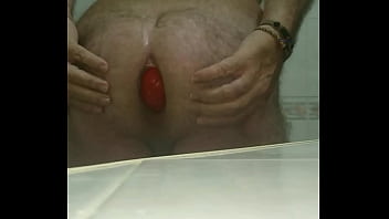 Huge 12cm wide Red Football in my Ass and Gaping my Slack Hole.