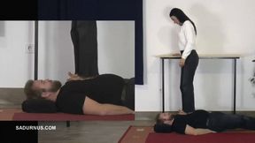 Slave under the feet of Mistress Natasa wmv Barefoot and Sock PP