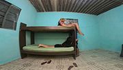 Adultery in the bunk bed, girlfriend upstairs, friend downstairs, boyfriend in the middle of the adultery