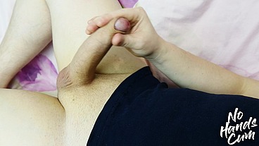 Naughty Horny Naughty StepSon Jerking Off Big Fat Cock While No One Sees, Cum Without Hands