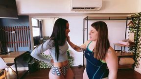 She has to face my ex girlfriend because she is jealous in a grappling fight - skinny vs bbw