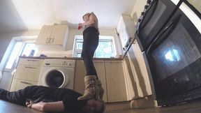 Crushing His Head In Her Kitchen Under Her Boots FLOOR CAM