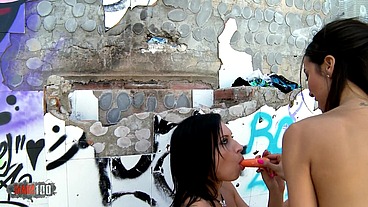 Francys Belle and Amel Annoga messy lesbian food sex