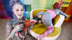 Anuskatzz uses a jackhammer toy on Lily Lu&#039;s ass