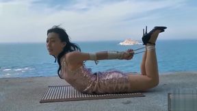 Chinese girl public bondage seaside