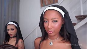 Perv Convert : sexy 1.90m Brazilian, OB Honey gets her face mask removed by Top nuns then gets fucked by 3 huge cocks(DAP ...
