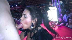 Latina bombshell Kesha Ortega gives public blowjob and shows big tits