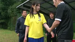Soccer Teen Gets Gangbang On The Football Field By Horny Players