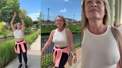 Braless See Through Tank Top Big Tits Milf Public Flashing