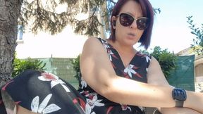 Beautiful Italian stepmother smokes in the garden in a super sexy way 1080HD