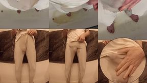 i couldn t hold it - wetting myself in gym outfit - front view and pov