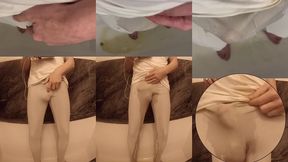 i couldn t hold it - wetting myself in gym outfit - front view and pov