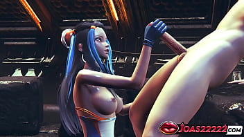 Nessa (Pok&eacute_mon) 3D Hentai Animation - Big Tits Girl in Sexy Bodysuit and Blue Latex Gloves Gives Fetish Handjob Service for Big Dick with Massive Cumshot