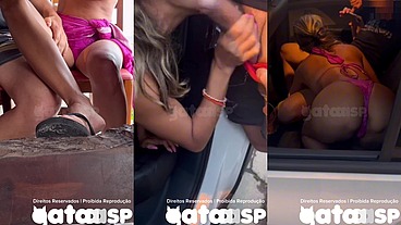 Casada safada dando na rua dentro do carro em Balneário Camboriú enquanto corno filma do lado de fora - Parte 1
