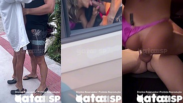 Casada safada dando na rua dentro do carro em Balneário Camboriú enquanto corno filma do lado de fora - Parte 1