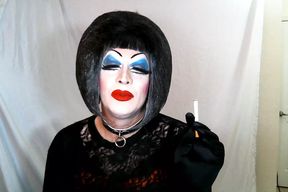 Heavy Makeup Sissy Slut Smokes and talks dirty