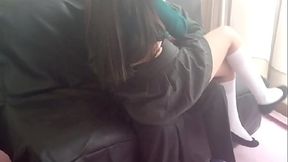 Ow, aaay! My little ass hurts!!! Naive and innocent Mexican student leaves her classes to go fuck her neighbor for gifts when she'_s alone at home, real homemade