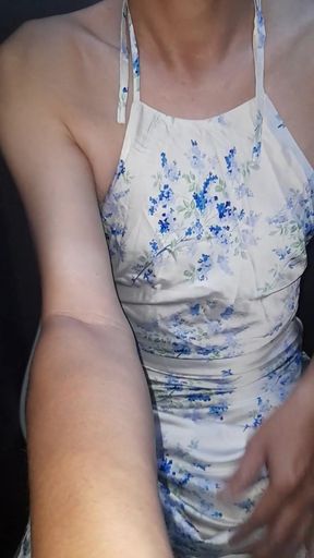 Crossdressing Cum Wearing Satin Halter Neck Dress   Clip 1